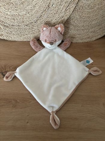 Doudou plat renard marron roux tex Carrefour