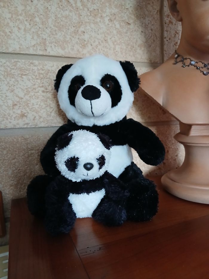 Duo Doudous-Peluches Panda *20 & 10 cm - photo numéro 10