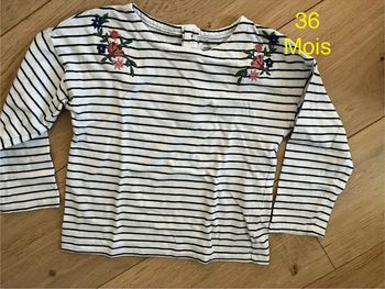 T-shirt marinière bleu Monoprix brodée 36 mois