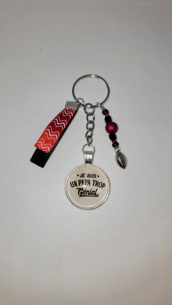 Cadeau papa, porte clé message " papa trop génial "