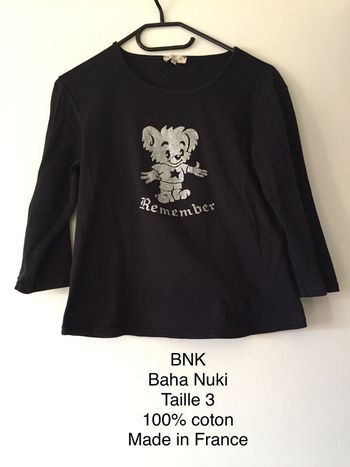 T-shirt noir manches 3/4 BNK Taille 3