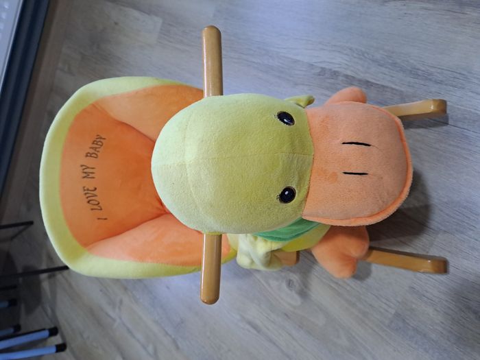 Canard à bascule en bois et velours - photo numéro 3