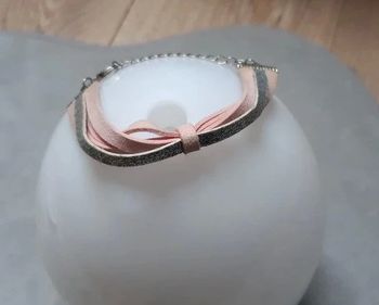 Bracelet tape à l'oeil rose clair / argenté état neuf