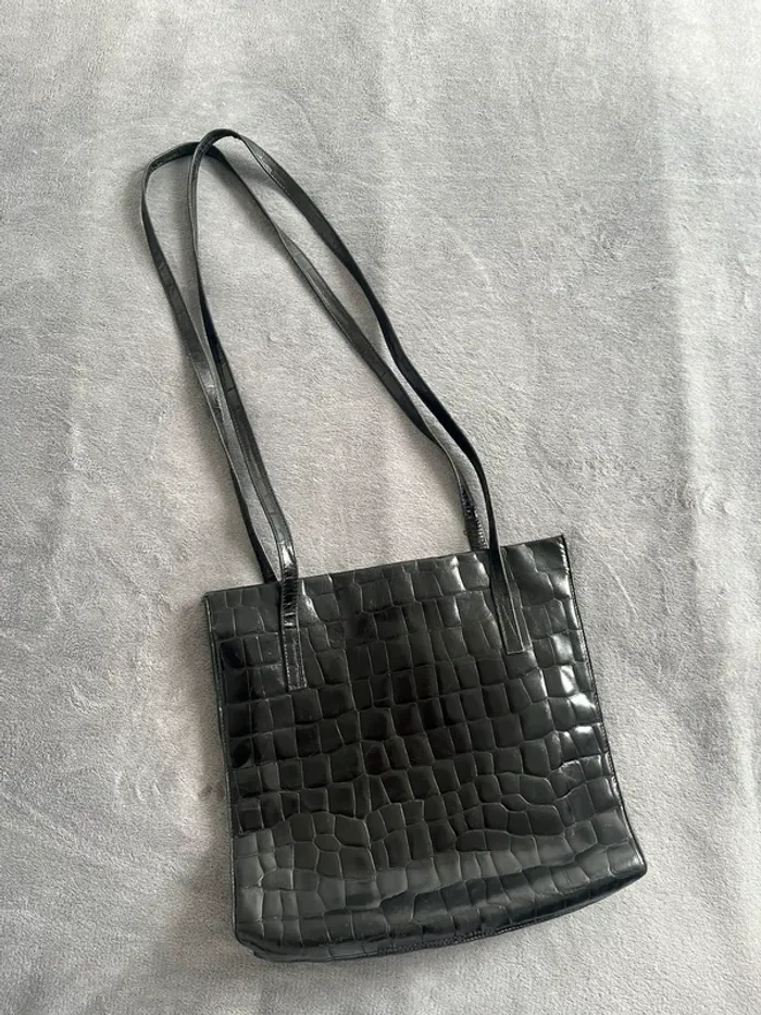 Sac cabas effet croco L.Credi – Élégance noir vintage - photo numéro 5