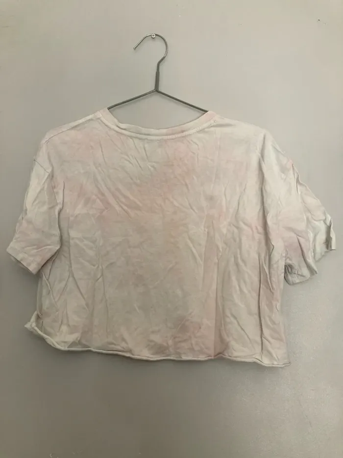 T-shirt Pimkie oversize coupe courte – Taille XS – Rose pâle et blanc - photo numéro 4