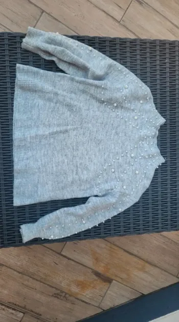 Pull gris perles 10 ans