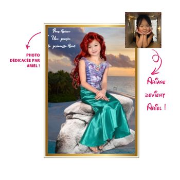 Cadre photo personnalisé : Votre enfant devient sa princesse préférée, Ariel la petite sirène  !