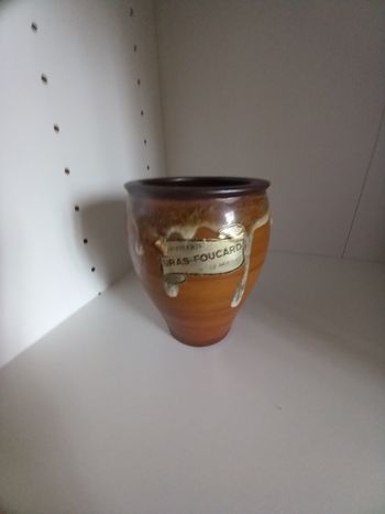 Vase  terre cuite marron fait main année 70