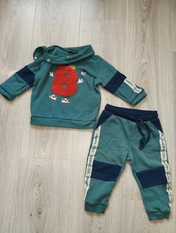 Ensemble jogging mignon 12 mois garçon In Extenso vert - photo numéro 2