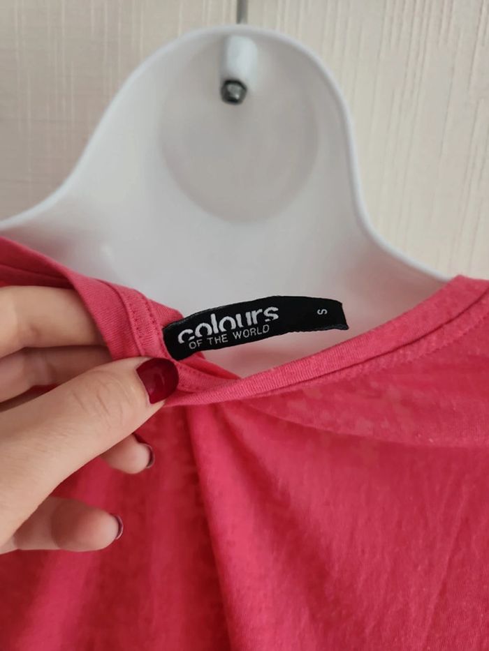 Tee-shirt rose manches courtes avec poche poitrine - photo numéro 8