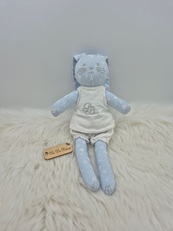 Doudou peluche Lapin Bleu Blanc Petit Bateau