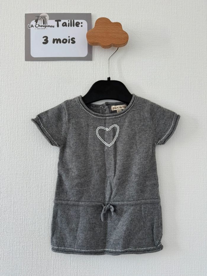 Robe grise - taille 3 mois 🌸