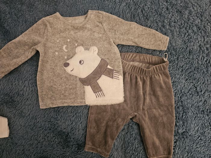 pyjama 2 pièces en velours 2-3mois/62cm