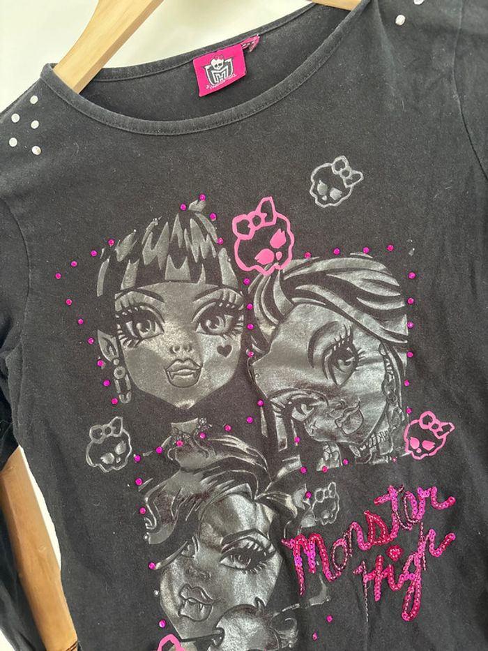t-shirt noir à manches longues monster high taille 12 ans - photo numéro 2