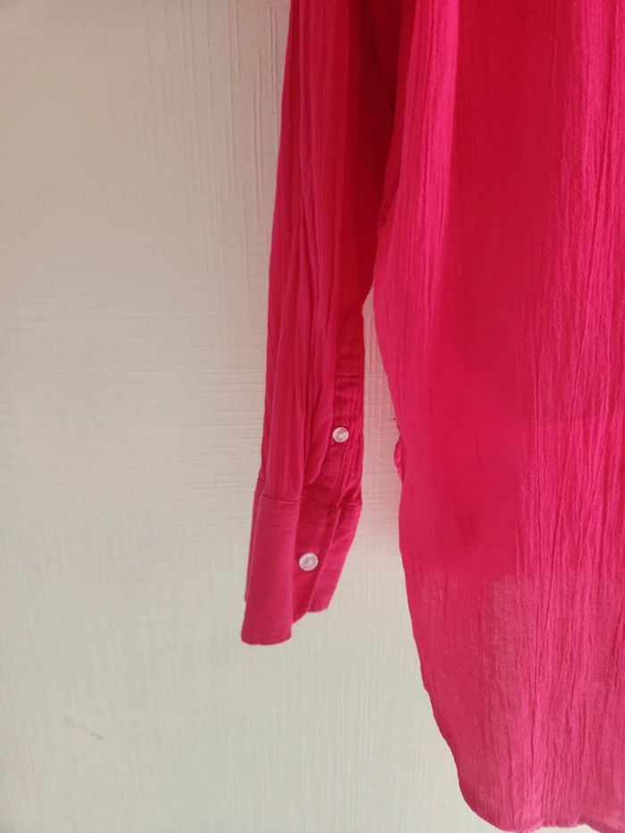 Chemise oversize effet gaze de coton rose framboise H&M XS - photo numéro 8