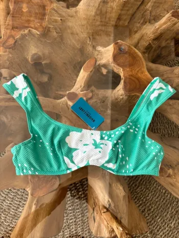 Haut de maillot de bain Maison Lejaby vert blanc piqué