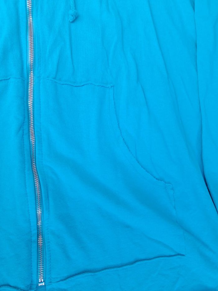 Jolie et légère veste à capuche en coton bleu clair avec fermeture eclair - T 42/44 - Made in Italy - photo numéro 5