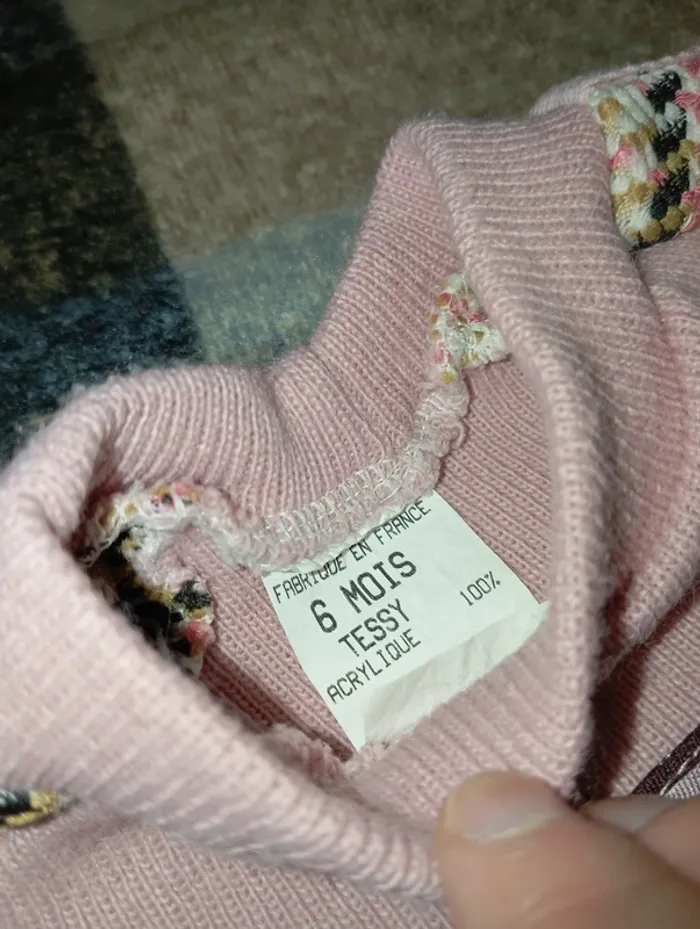 Ensemble fille rose en laine taille 6 mois - photo numéro 4