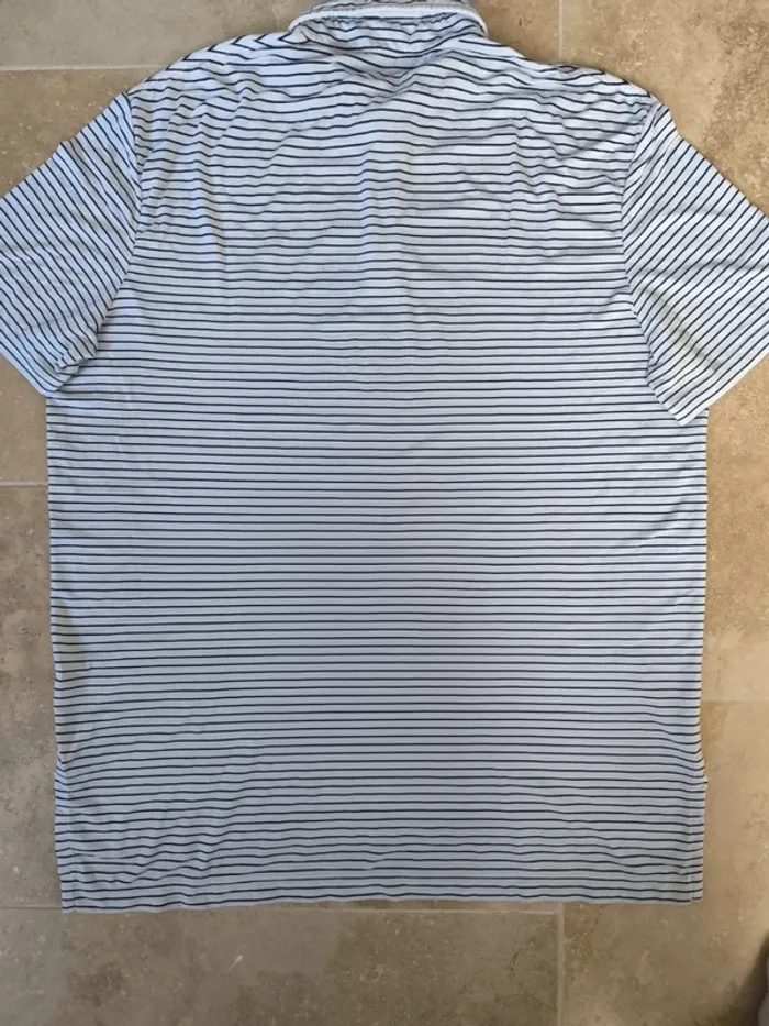 Polo Ralph Lauren Performance homme XL blanc rayures marine logo vert excellent état sauf tâche - photo numéro 13