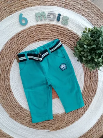 Pantalon léger bleu turquoise - Tissaia - 6 mois
