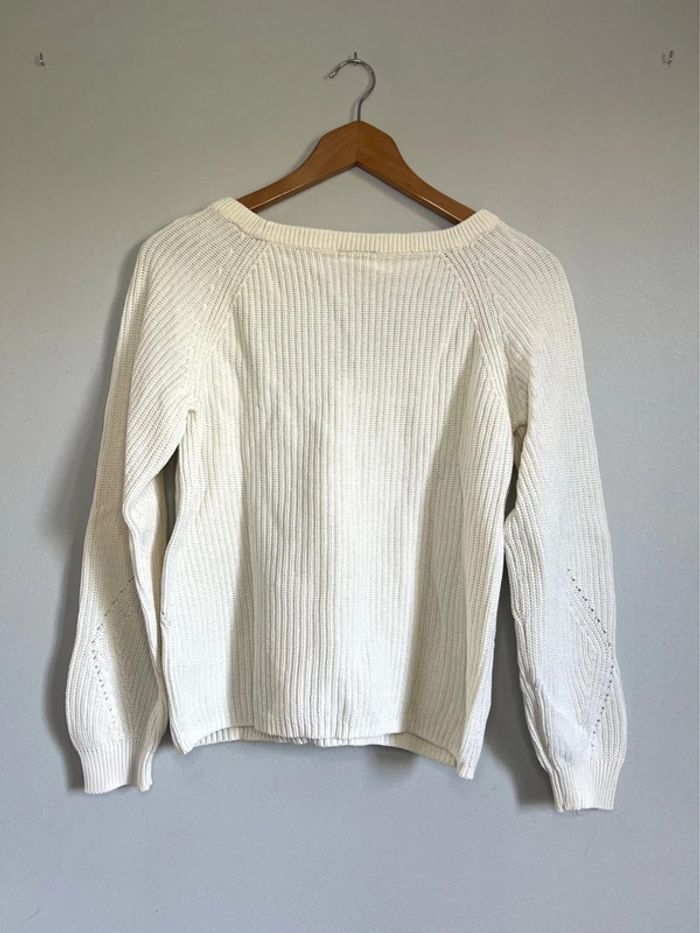 Pull col V Vila blanc crème - photo numéro 2
