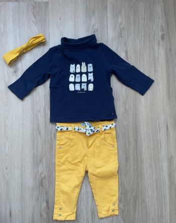 Ensemble Obaibi bleu et jaune 6 mois