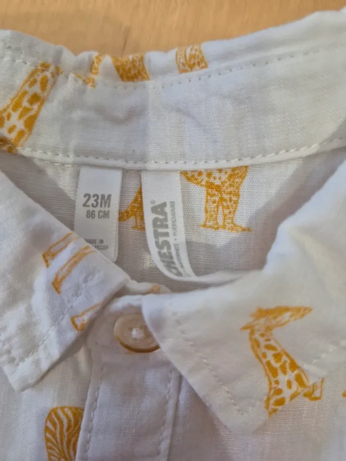Ensemble bébé garçon 24 mois chemise + short à bretelles - photo numéro 3