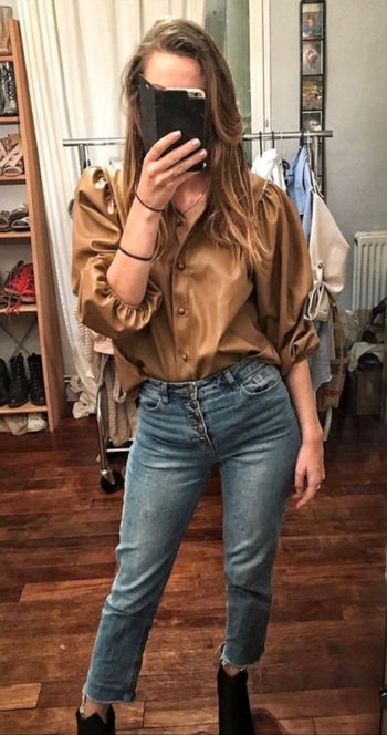 Chemise similicuir marron