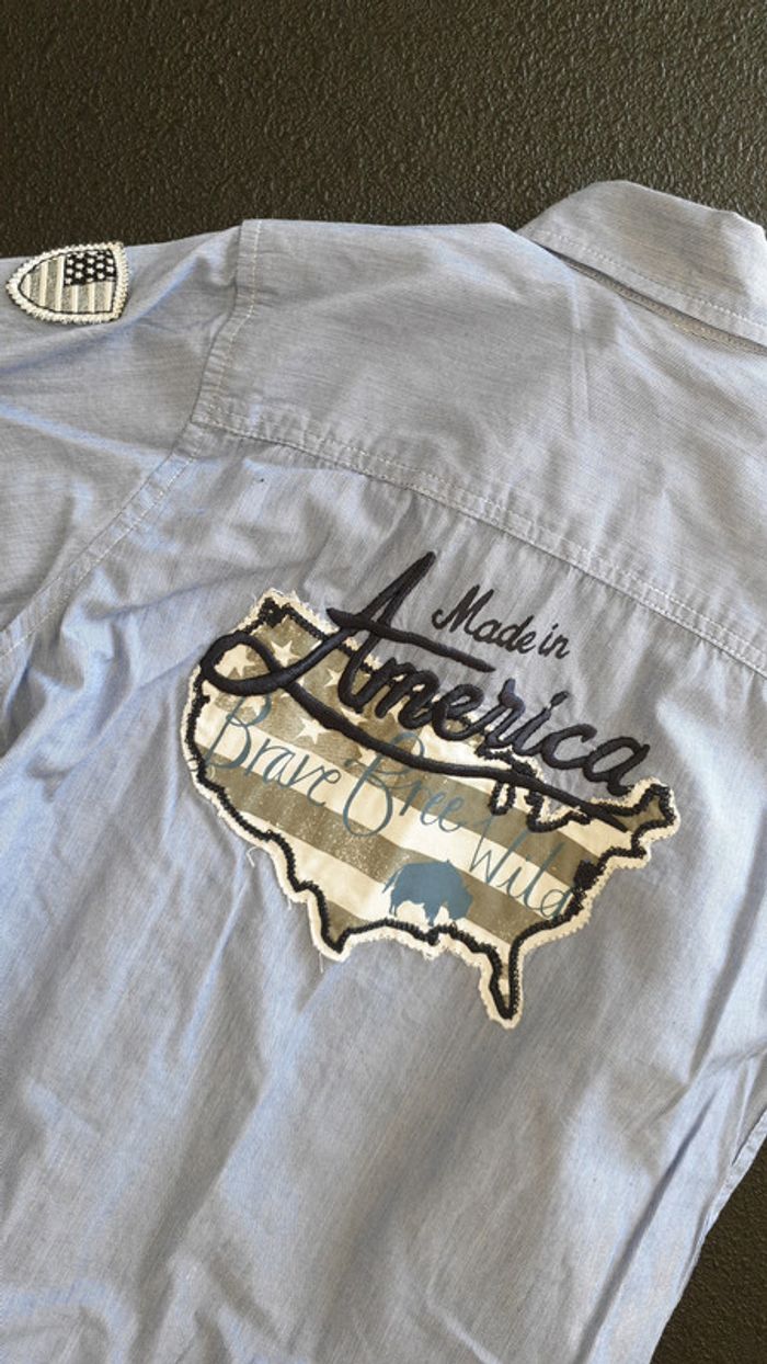 Chemise 4 ans carte USA + drapeau americain - photo numéro 3