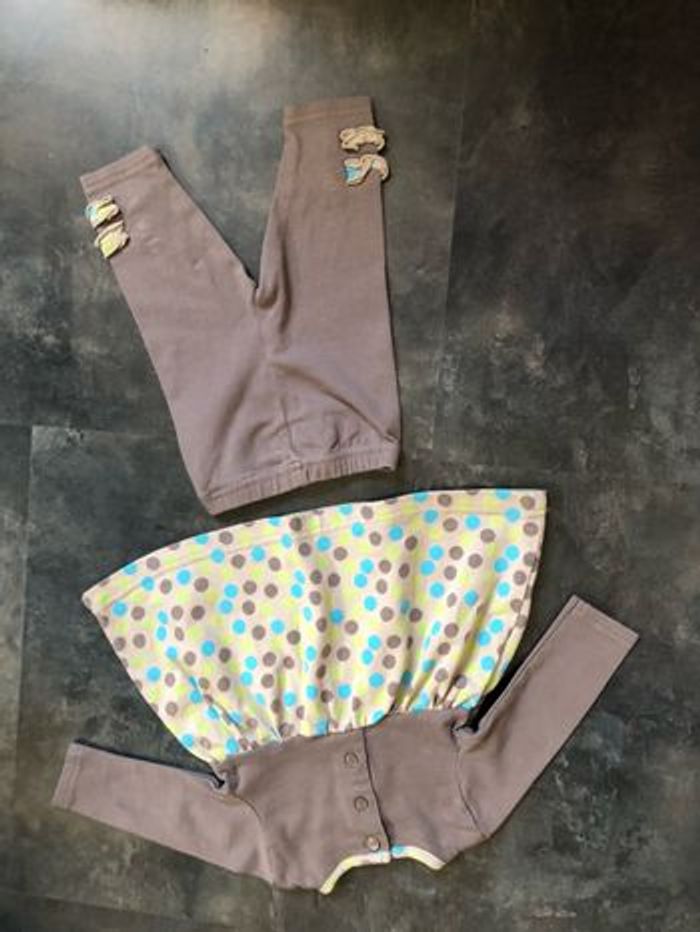 Ensemble gris taupe ronds turquoise et vert 3 mois - photo numéro 3