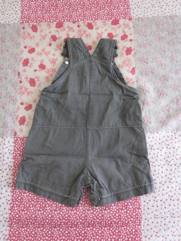 Salopette short en toile kaki 6 mois - photo numéro 2