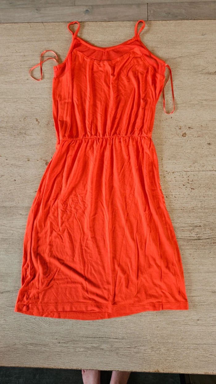 Robe orange corail à bretelles, légère, avec voile, Sora by JBC, XS, nickel