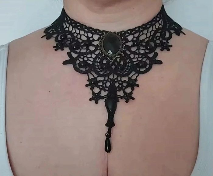 F99 Collier dentelle rétro vintage gothic sexy dentelle noire - photo numéro 3