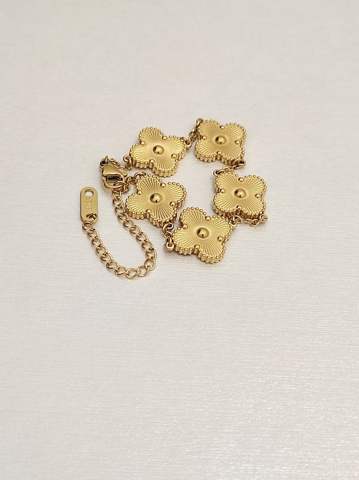 Bracelet tréfle à quatre feuilles plaqué or 18carats - photo numéro 5