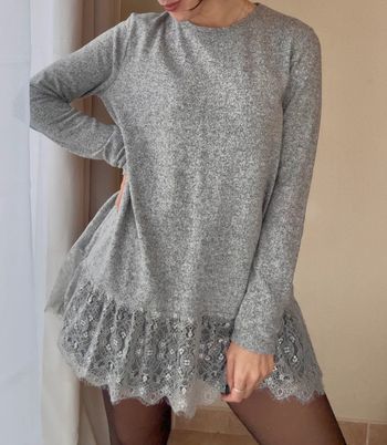 Pull Zara gris long dentelle taille S bon état