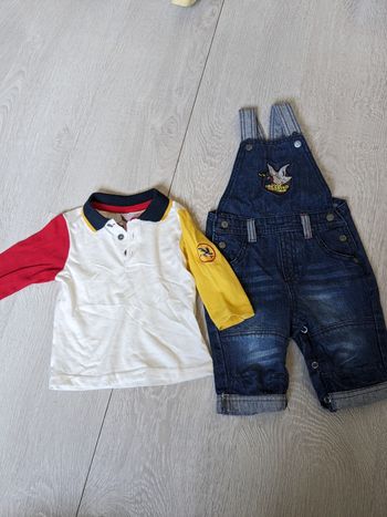 Ensemble salopette et polo chevignon 6 mois