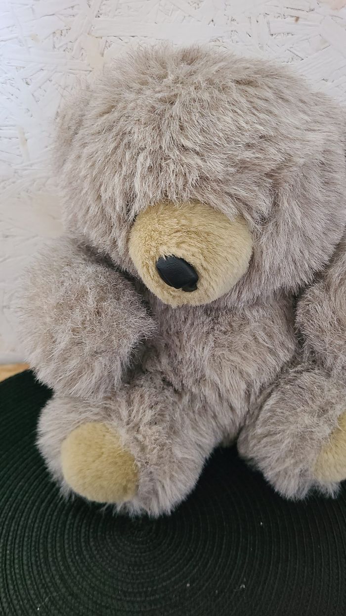 vintage Gris Fuzzy Teddy Bear Peluche - photo numéro 3