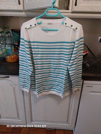 Rayé turquoise - Pull Marinière rayures brillantes – rayé turquoise – 46/48 - Damart