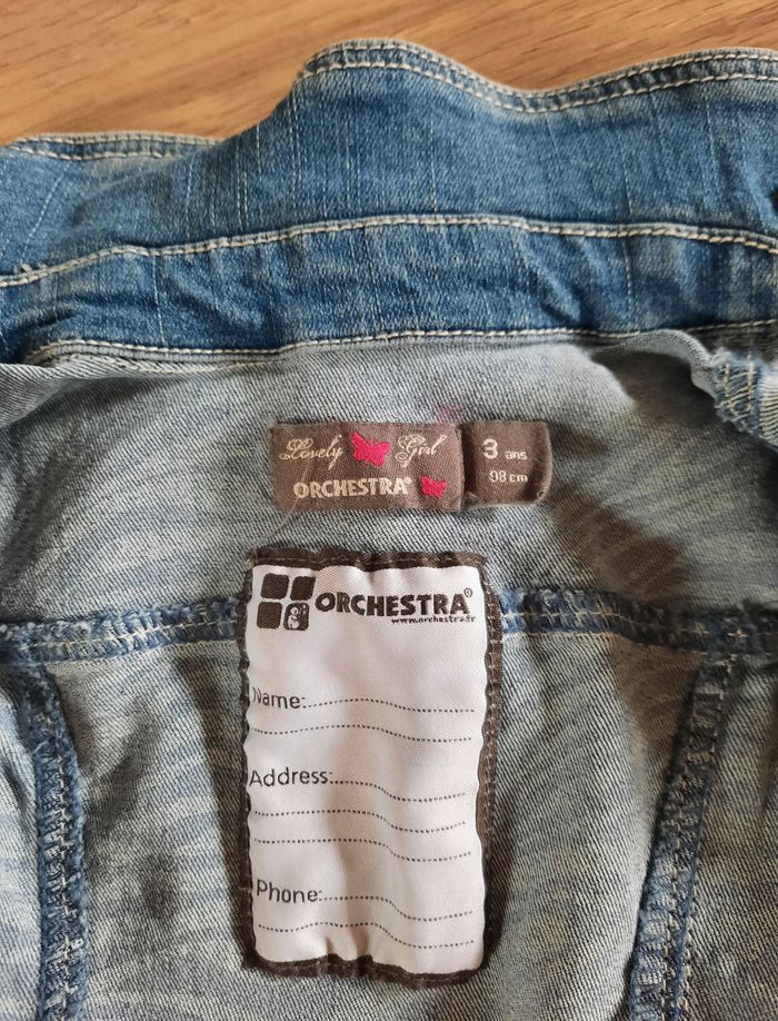 Veste fille  en jean bleue sans manches Orchestra 3 ans - photo numéro 4