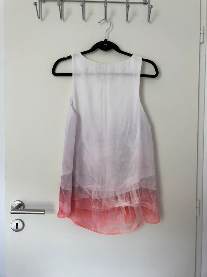 Débardeur long et fluide Zara blanc et rose taille M - photo numéro 5