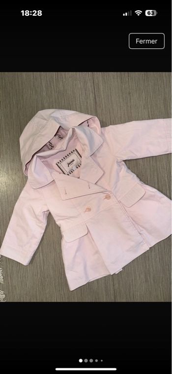 Jolie trench parka jacadi 6 mois rose très peu porté