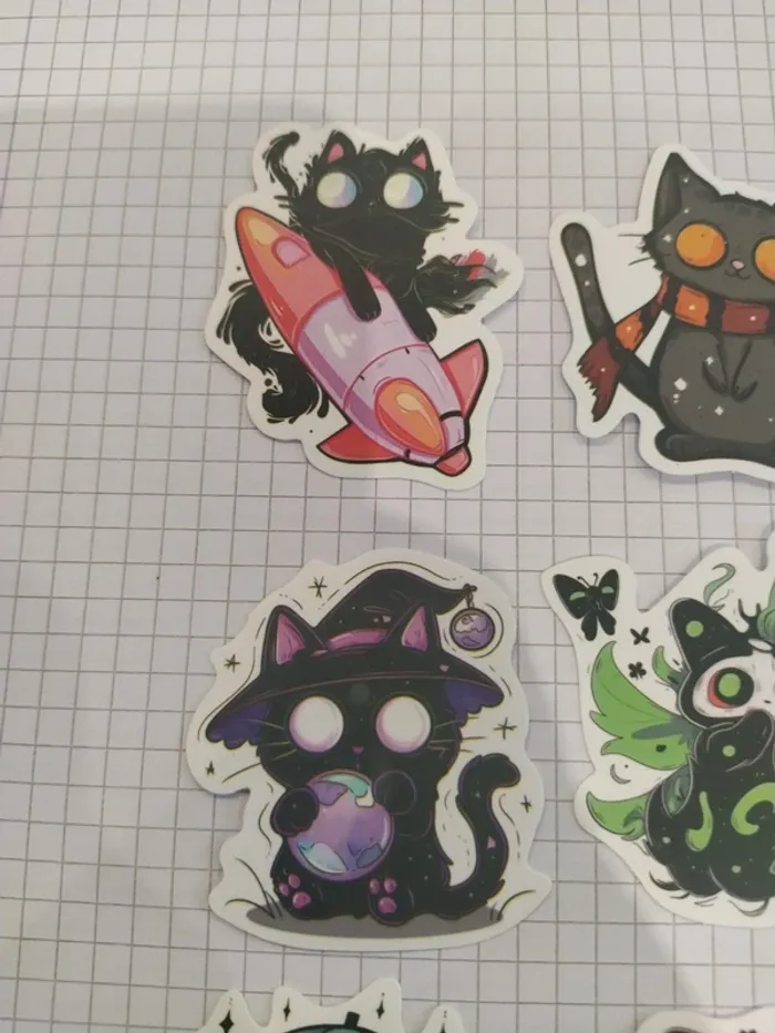 Autocollants chat noir (lot E) - photo numéro 2