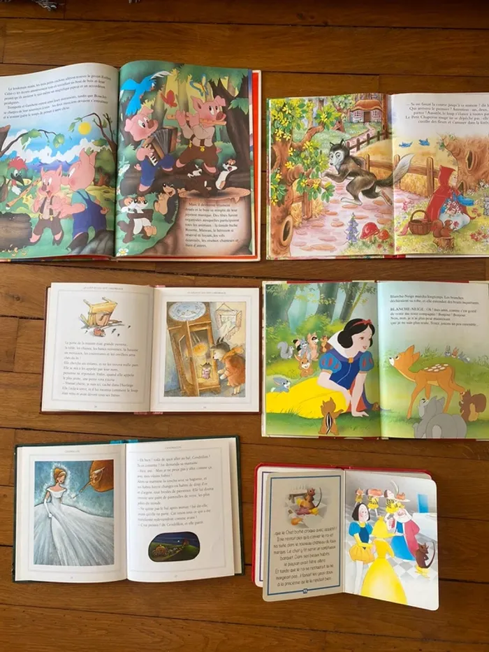 Lot 6 livres contes chaperon rouge cochons blanche neige cendrillon chevreaux - photo numéro 3