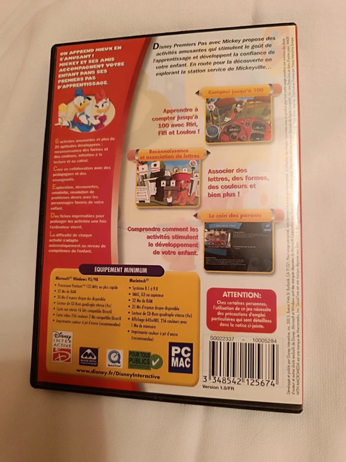 Jeu Pc d'éveil : Premiers pas avec Mickey - 2 à 4 ans _ Disney Interactive _ QuickTime - Y2K - photo numéro 3