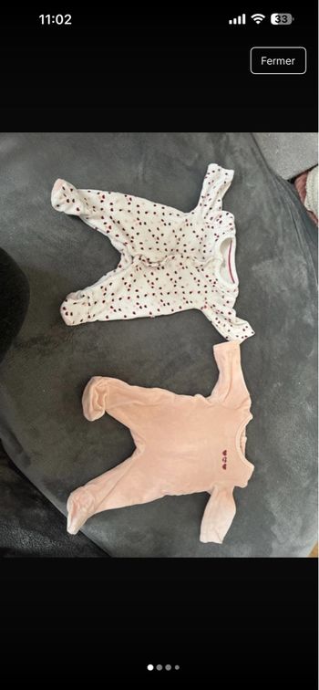 Lot 2 pyjamas taille 0 mois, comme neuf 