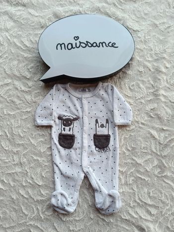 Pyjama grenouillère velours Garçon 0 mois Naissance mouton caché Gémo