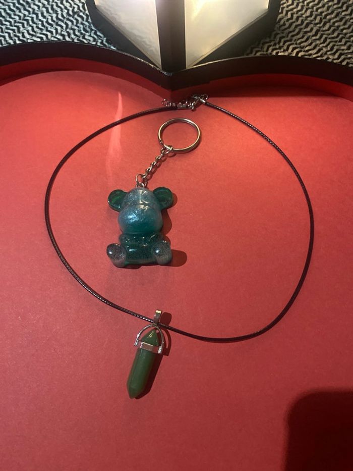 Pendentif pierre charkra + porte clefs - photo numéro 2