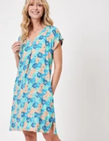 Robe fluide col V - taille 46 - motif GERONE - LA FIANCEE  Robe fluide imprimée en viscose soyeuse L