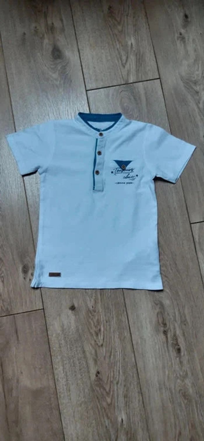 Tee-shirt MC gémo blanc "toujours chic comme papa" 4 ans en très bon état
