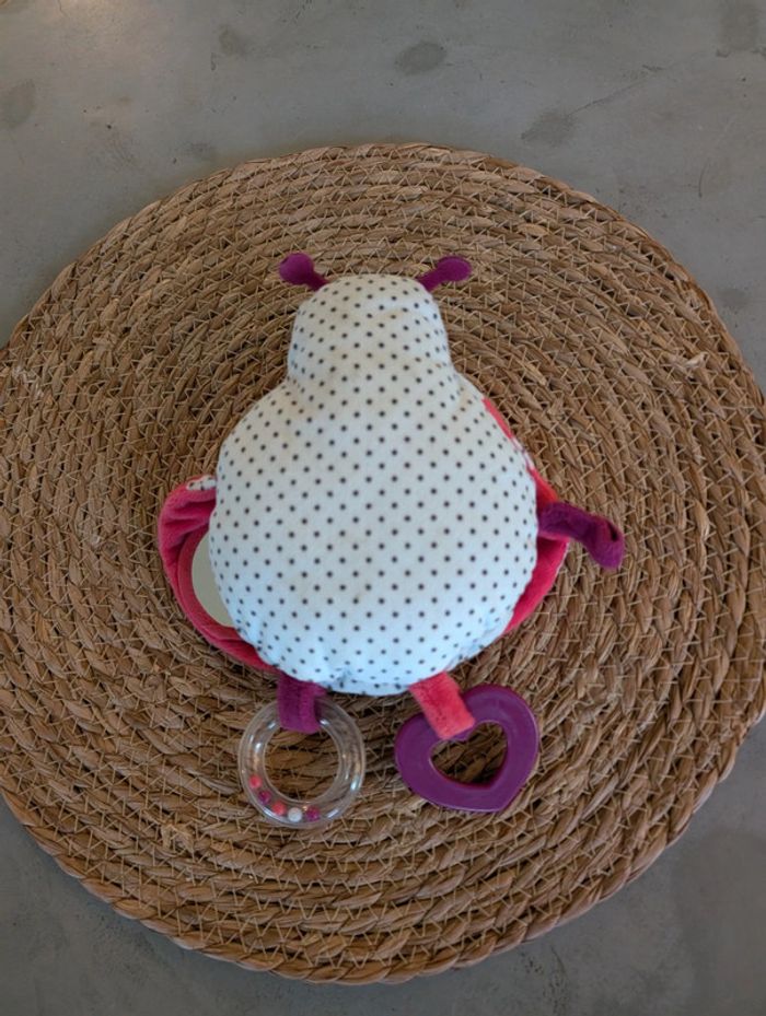 Doudou Coccinelle d activite Obaibi Okaidi gris rose - photo numéro 4